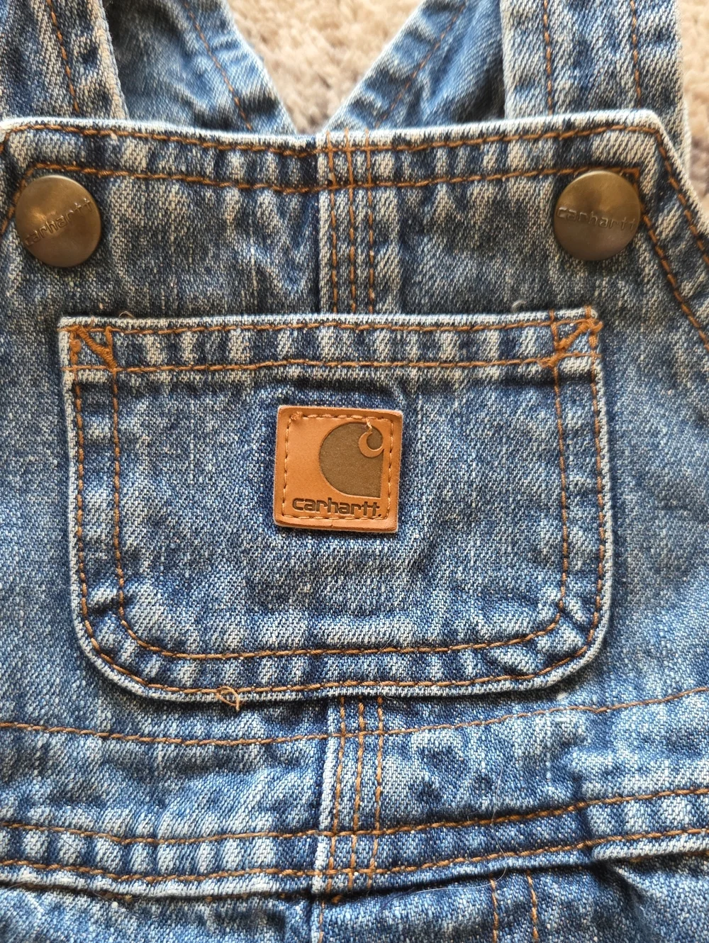 Carhartt Infant Denim Short Overalls Size 6 Months